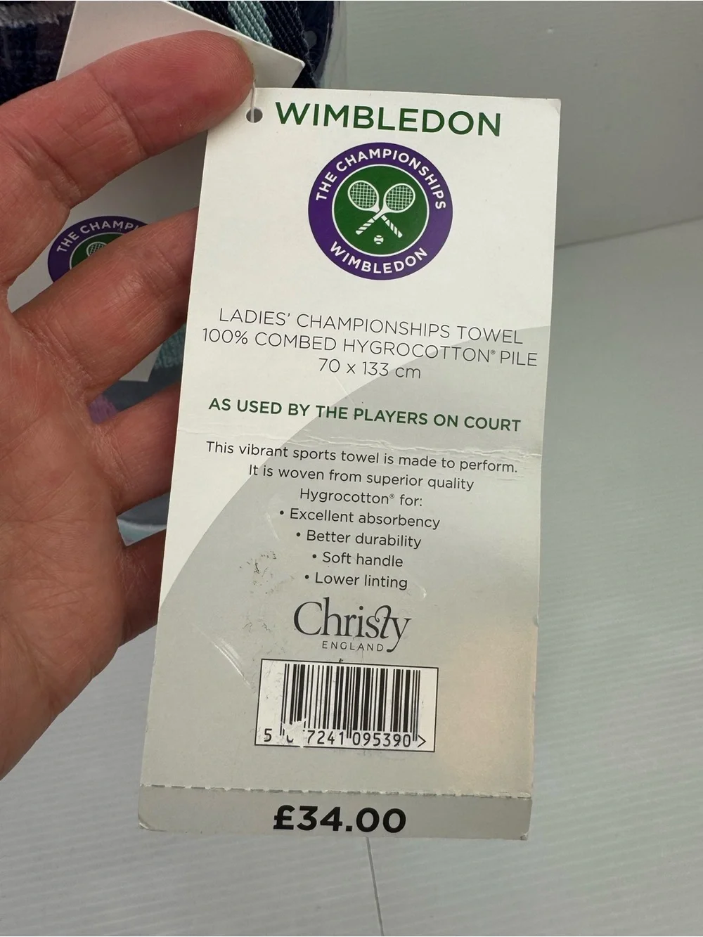 NWT Official Wimbledon The Championship 2019 Ladies Towel  Full Sz Christy